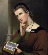 unknow artist Portrait of a young woman with Bible oil painting on canvas